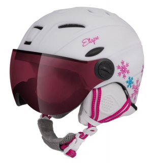 dětská lyžařská přilba s visorem ETAPE - Rider Pro - bílo/růžová
