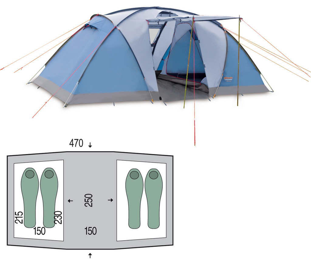 rodinný stan PINGUIN - Base Camp Blue - vzorek z výstavy